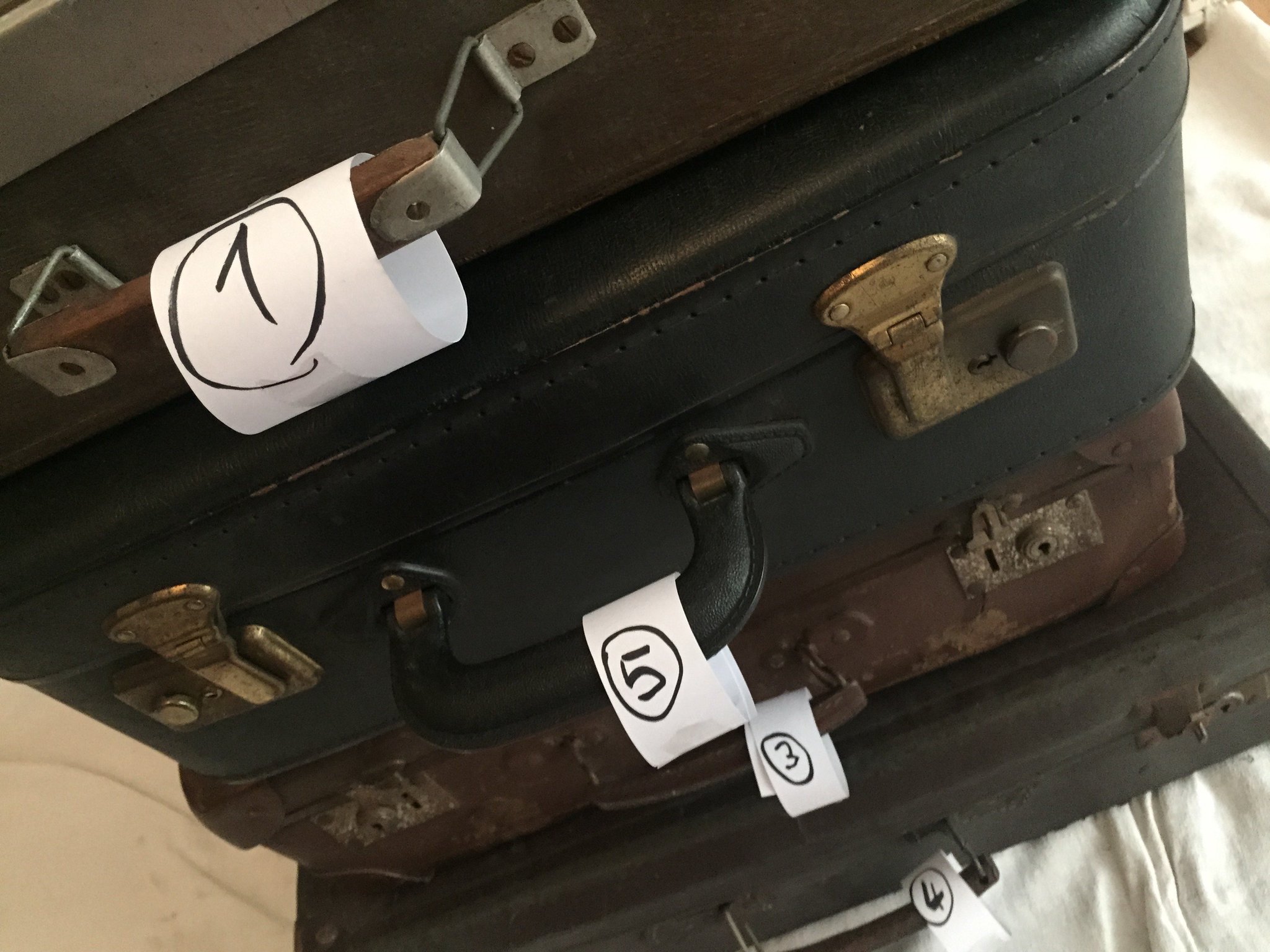 Pour finir j'accroche des numéros aux valises, et je redescends tout, salut les bestioles #Madeleineproject https://t.co/iEPp1SQDfA